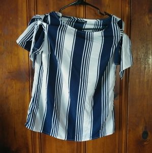 Navy & White Striped Blouse
